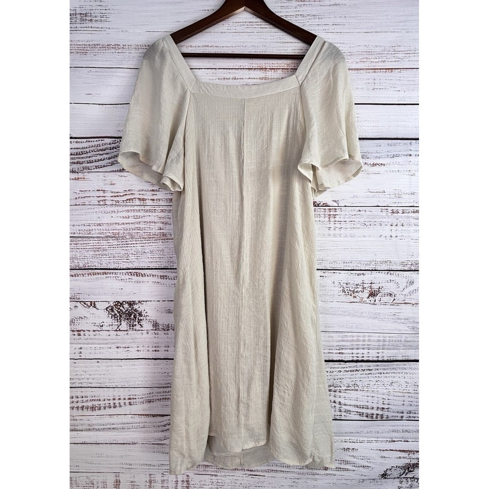 Naïf Shift Dress L Cream Button‎ Front Romantic Minimalist Cottage Lagenlook MOP - Picture 3 of 8
